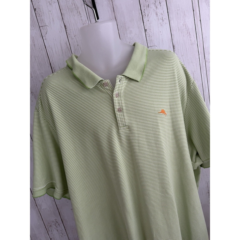 Men's Tommy Bahama Polo Shirt Big & Tall Lime Green Stripe 4XL